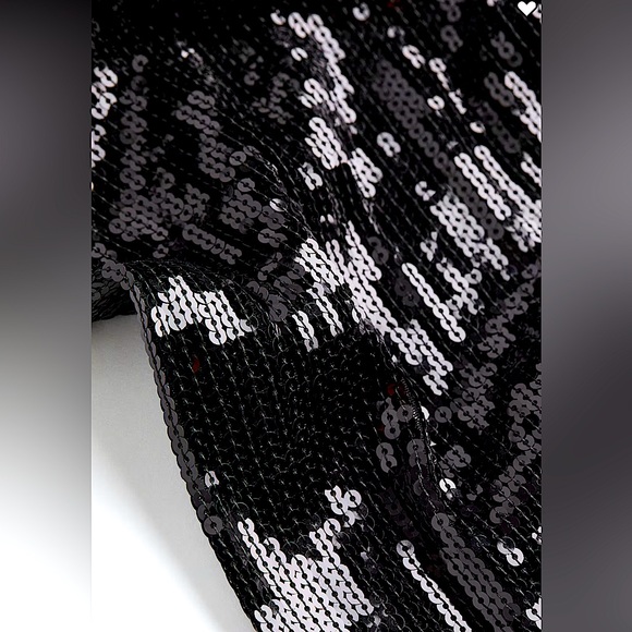 ♠️H&M Calf-length Midi Skirt in Black Sequined Mesh with Front Slit, 10, NWT✨ - Picture 5 of 7